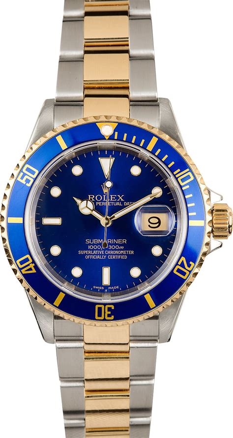 rolex blue face gold and silver band|submariner rolex blue gold.